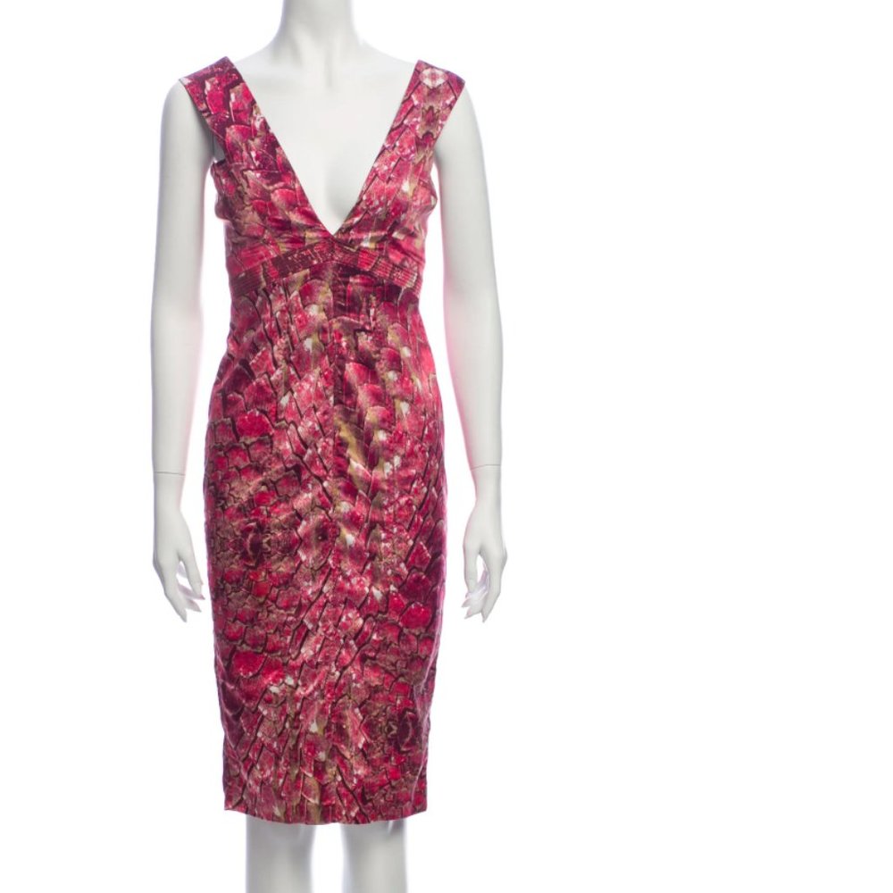 JUST CAVALLI Pink Flower Printed Midi Dress